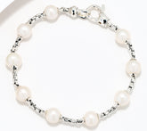 JAI Sterling Silver Cultured Pearl 2.7mm Box Chain Bracelet, 8-1/4"
